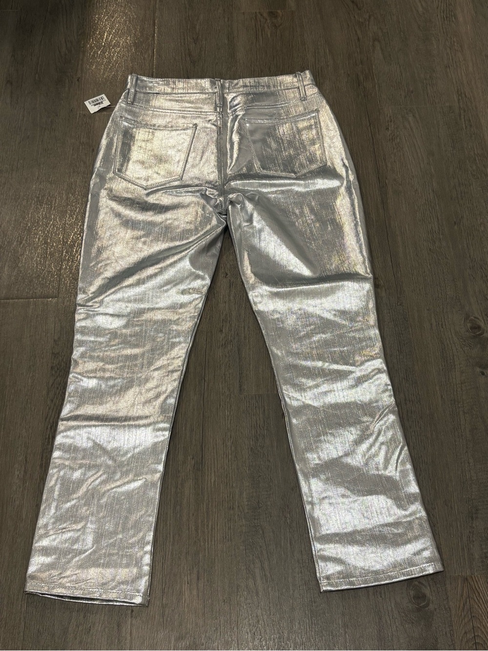 NWT FRAME Le Sylvie Slender Straight Metallic Silver Chrome Jeans 29 High Rise